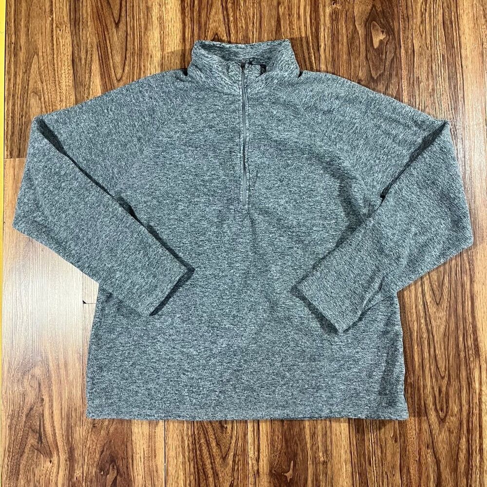 Eddie Bauer 1/4 Zip Pullover Sweater Mock Neck Gray Women Sweatshirt Size XL